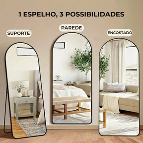 Espelho Oval Com Base Reta 170 X 70 Cm Com Suporte De Chão